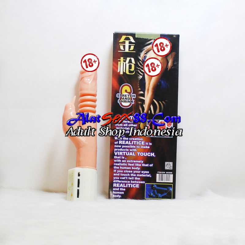 Alat Sex Stretch and Shrink Vibrator adalah penis silikon bercabang yang memiliki fungsi getar