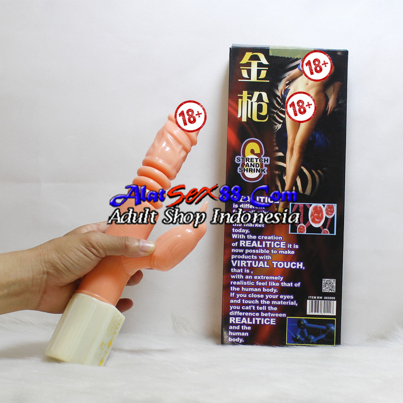 Alat Sex Stretch and Shrink Vibrator adalah penis silikon bercabang yang memiliki fungsi getar